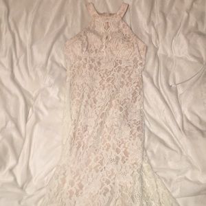 formal white long lace dress